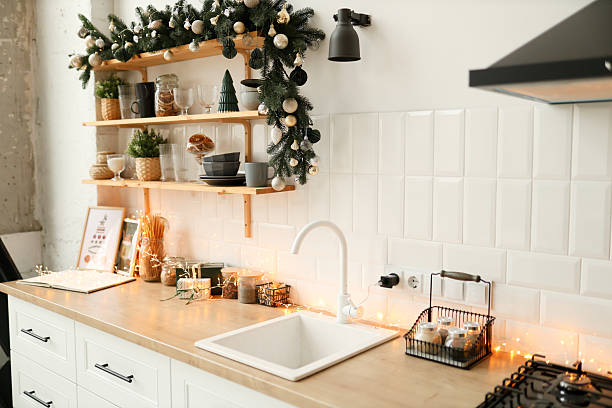 istock Christmas white interior. Living room in loft. 2247752133