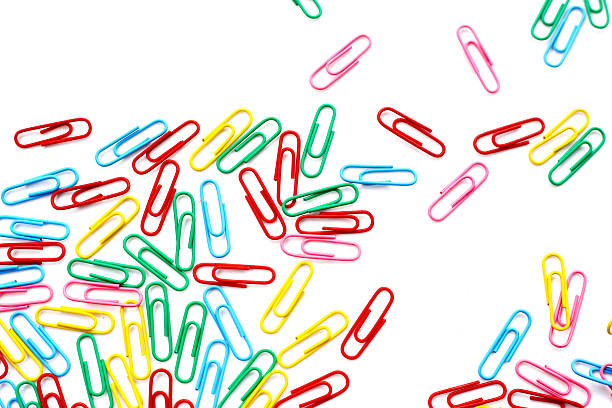 istock Colorful paper clips, Top view with copy space 2247753814