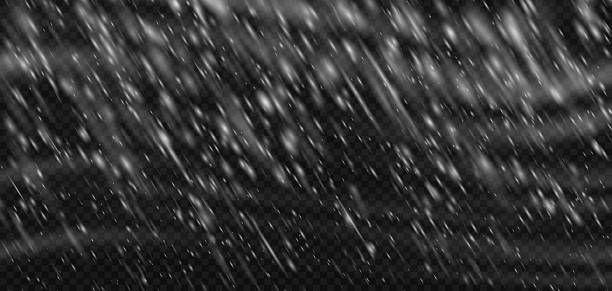 istock Snow effect snowstorm blizzard with transparent falling white png snowflake overlay. Winter texture with cold ice or wind in sky. Isolated realistic snowy sparkle pattern on black background 2247754345