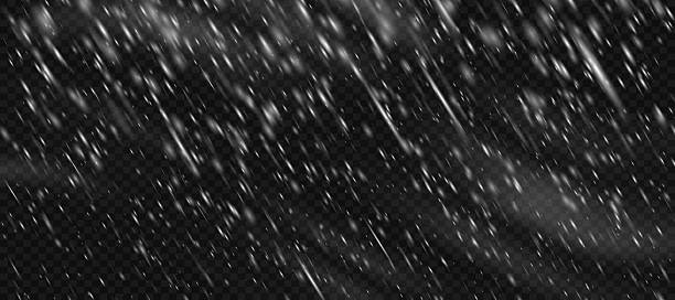 istock Snow snowstorm blizzard with transparent white falling snowflake overlay png effect. Holiday frozen texture for night storm sky. Isolated realistic snowy and wind pattern on black backgroun 2247754357