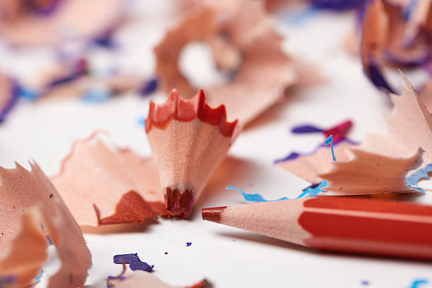 istock Orange pencil with colorful wood shavings creating art 2247755801