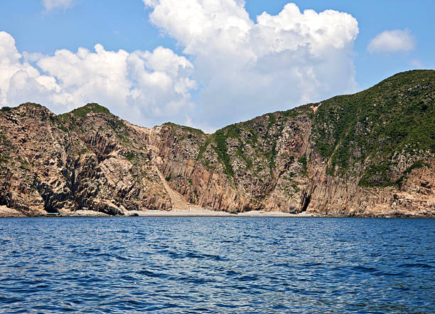 View of Bluff Island, part of Ung Kong group in Sai Kung District. in Hong Kong Unesco Global Geopark.