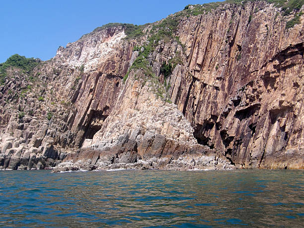 View of Basalt Island, part of Sai Kung District. in Hong Kong Unesco Global Geopark. Basalt Island, despite its name is formed by rhyolitic tuff.