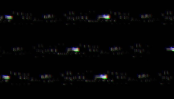 istock Glitchy digital screen with colorful distortion lines on black background, creating chaotic and abstract visual effect 2247759752