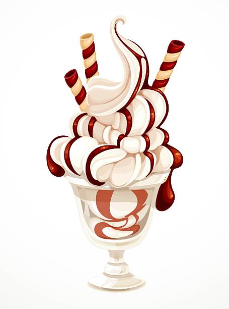istock Soft vanilla ice cream covered with chocolate glaze in a glass bowl isolated on a white background 2247765345