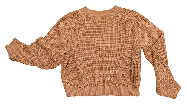 istock Dark beige warm oversize women's sweater isolated on a white background. 2247766031