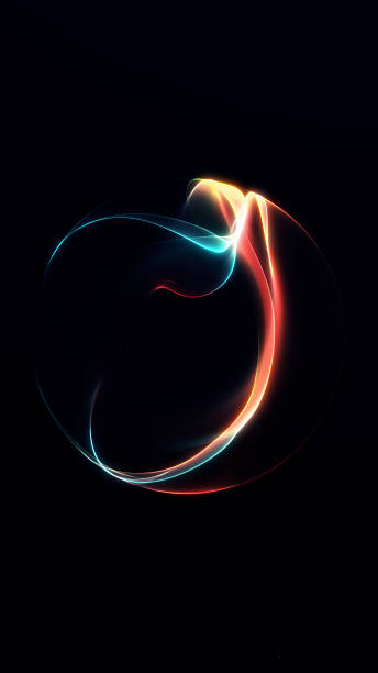 istock Vertical abstract glowing orb with pink and green flowing neon curves forming smooth dynamic energy shapes on a dark background. 2247766196