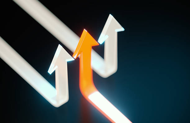 istock Yellow And White Colored Arrows Moving Up On Black Background 2247766795