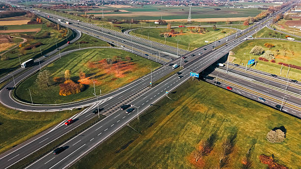istock Aerial Highway Junction Road Interchange Infrastructure Countryside 2247768052