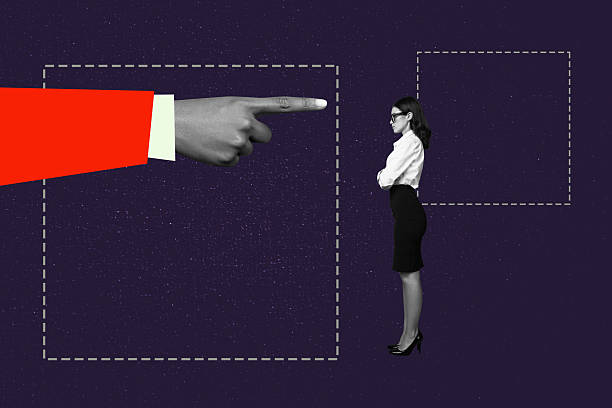 istock Banner art 3d creative image collage of human hand point gesture fired employee redundancy manager intern termination concept 2247779598