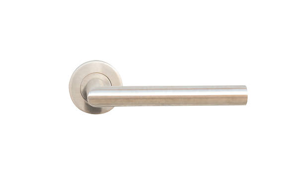 istock One silver door grip or handle isolated on white background with clipping path 2247783470