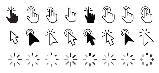 ilustrații de stoc cu set de cursor și pictograme de încărcare - mouse