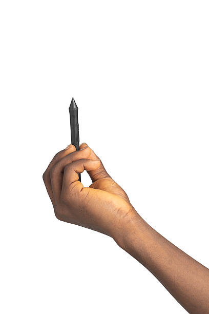 istock Black Hand Holding Stylus Tip Upward Presentation 2247784488