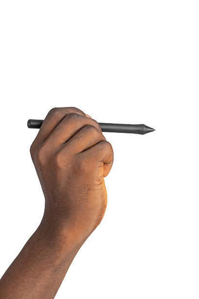 istock Black Hand Holding Stylus Horizontally, Ready to Write 2247784499