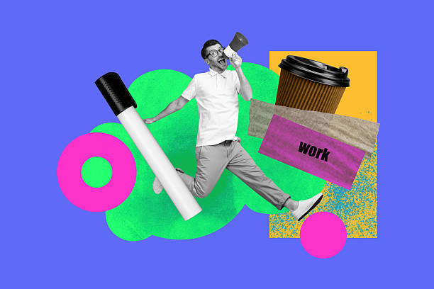 istock Collage of smiling young person with laptop surrounded by code keys text symbolizing freelancer writing creative profession 2247788593