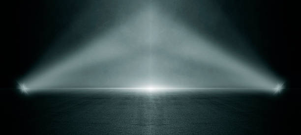 istock Empty stage background with neon spotlights, smoke, and asphalt reflection. Abstract dark scene for concert, sports arena, Halloween, or product display. Perfect for show stage, event, or banner design. 2247790471