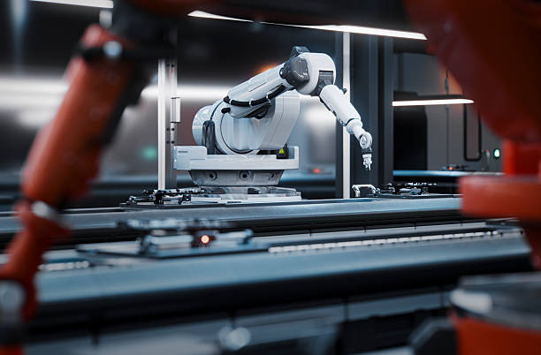 istock Robotic arm in a modern factory setting, showcasing automated assembly and precision engineering 2247792890