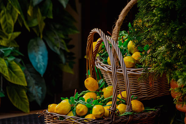 istock Two wicker baskets filled with fresh yellow lemons. Surrounding greenery includes vibrant leaves and potted plants, creating a natural, fresh atmosphere. 2247793326