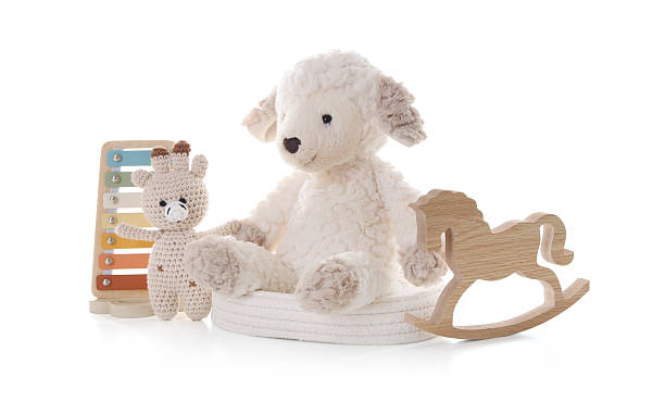 Many different children's toys isolated on white