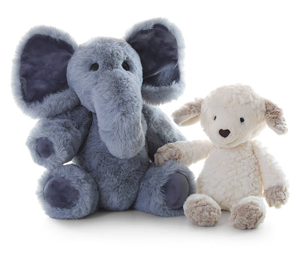 istock Toy elephant and sheep isolated on white 2247798240