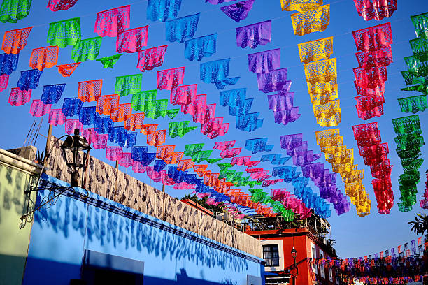 istock Papel Picado Strings Against Clear Blue Sky in Jalatlaco (Oaxaca de Juarez, Mexico) 2247800892