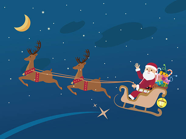 istock Daily A052 Santa Flying Sleigh Christmas Night vector illustration graphic EPS 10 2247804734