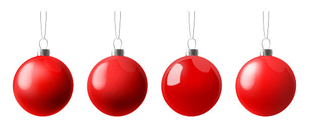 istock Christmas ball ornament, 3d decorations red bauble. Bulb xmas toy elements isolated on white bg. Bright decor hanging on ribbon, light realistic new year. Glass foil sphere, silver sparkle bubble set 2247809183