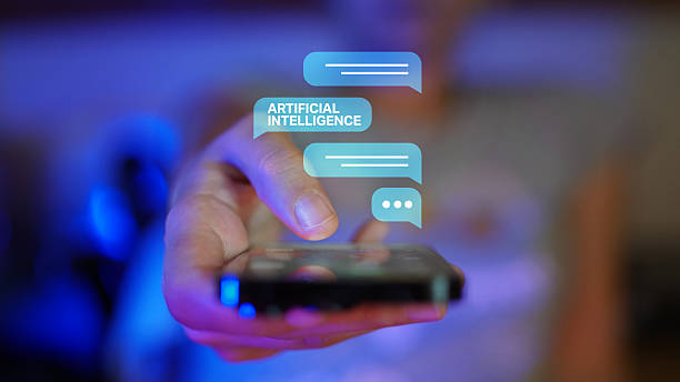 istock Artificial Intelligence Online Messaging, AI Chatbot Digital Overlay, Woman Showing Mobile Phone to Camera 2247811344