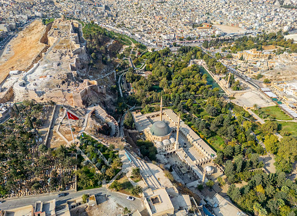 istock Sanliurfa castle and Rizvaniye Mosque aerial view in Turkey 2247833232