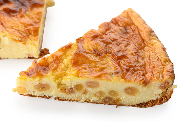 istock Cottage Cheese and Raisin Pie Slices on White Background 2247833958