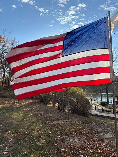 istock American flags waving in the wind 2247841727