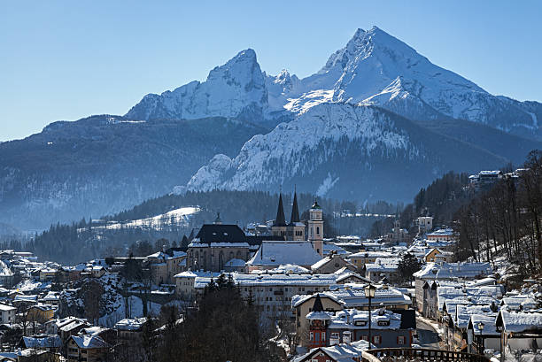 istock Snow-covered Berchtesgaden old town and Watzmann mountain, Germany 2247843449