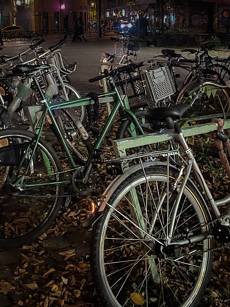 Bike rack filled with bikes in Germany as a main source of transportation for locals commuting