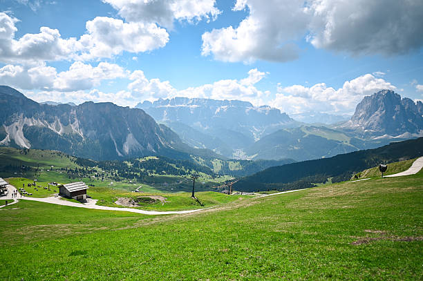 Green mountain landscape showing stunning peaks and valleys under a cloudy sky