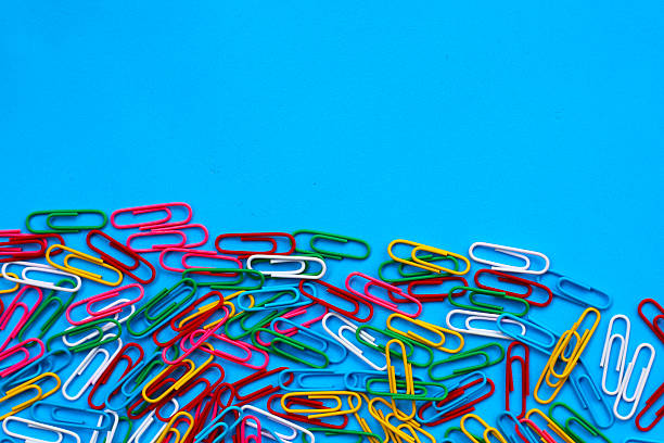 istock Colorful paper clips, Top view with copy space 2247859345