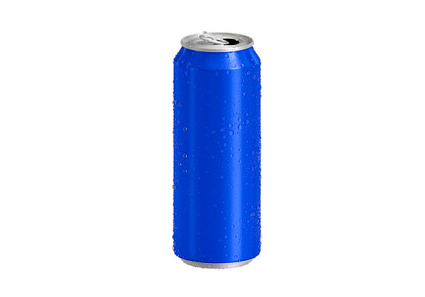 istock Open blue Aluminum soda can with water drops isolated on white background 2247861258