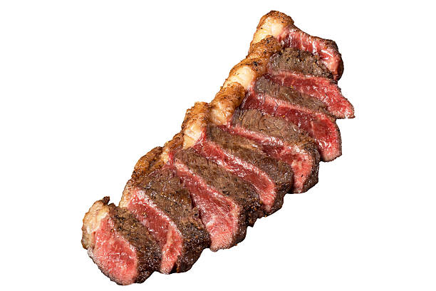 Premium grilled picanha (rump Cap) beef, finely sliced and isolated on white background with clipping path.