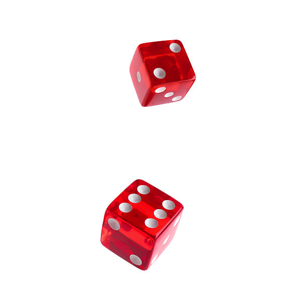 istock Two red dice in air on white background 2247878092