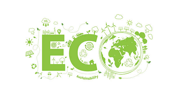 istock Green eco sustainability concept featuring global recycling, renewable energy icons, clean technology and environmental conservation symbols promoting climate awareness and sustainable living, vector 2247882143