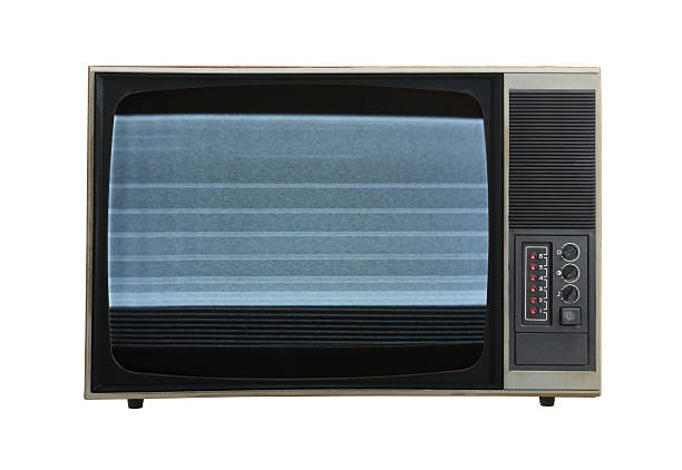 istock Vintage television with noise on the screen. Isolated on a white background. 2247885712