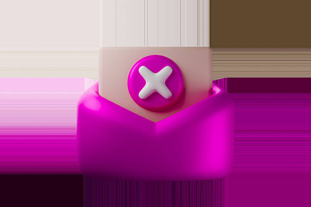 A pink circular icon with a white X mark is prominently featured on the letter