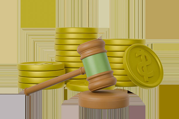 istock a wooden gavel with a green band, positioned on a circular base 2247892153