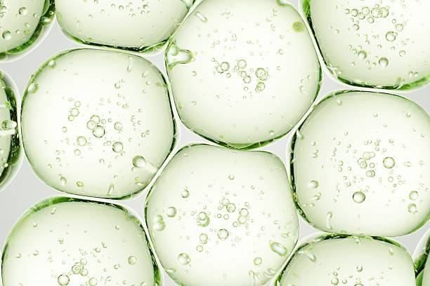 istock Translucent green gel spheres featuring crisp internal air bubbles, crafted for eco-focused advertising, cosmetic brands, and innovative design visuals 2247893727