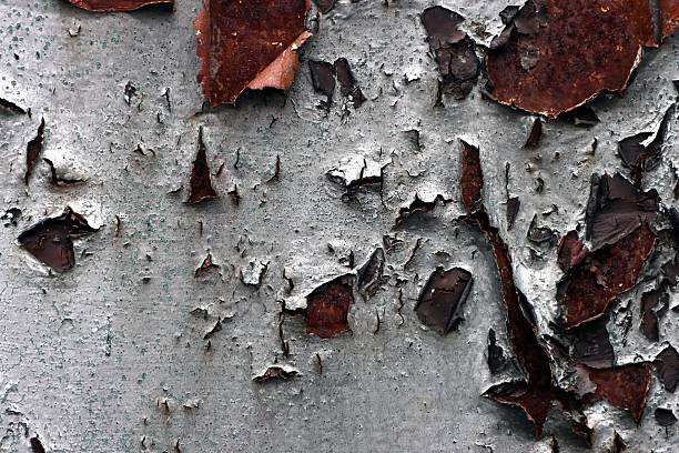 Old silver paint steel with corrosion