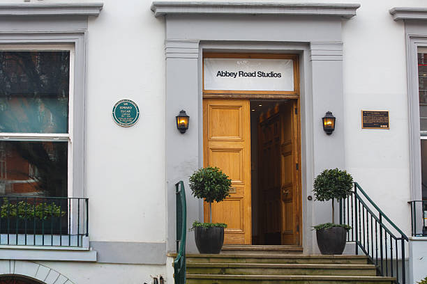 The Famous Abbey Road studios entrance door where The Beatles did many recordings, St Johns Wood, London, England