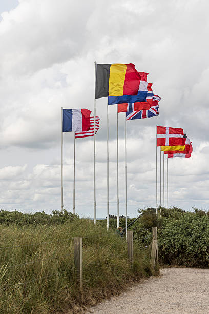 istock Flags Utah beach in Normandy France 2247909405