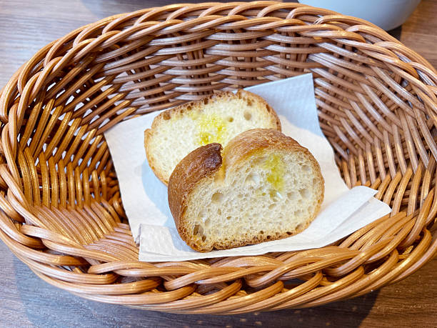 Olive oil and sliced baguette