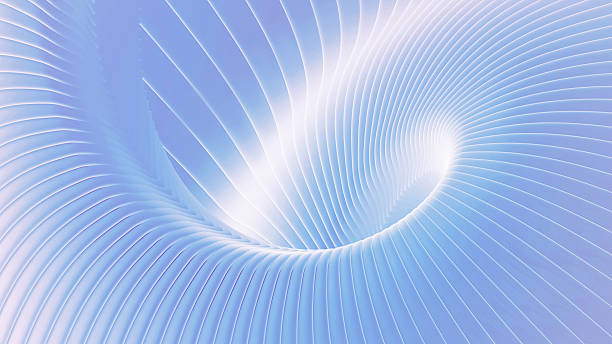 istock Abstract iridescent striped background, wavy purple blue stripes pattern, interesting spiral architectural abstract wallpaper. 2247916552