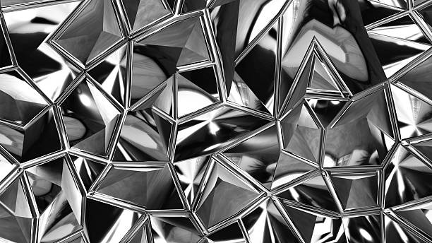 istock Chrome metal background, shiny and lustrous metal triangles mosaic pattern wallpaper. 2247916825