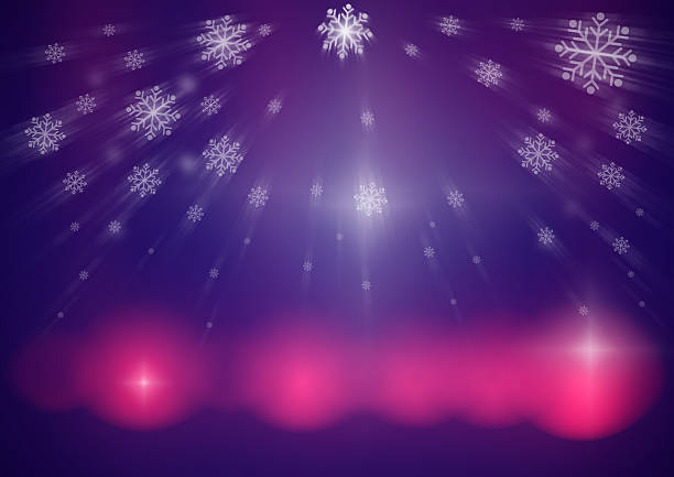 Winter Christmas Purple Background Snow Magic Glow